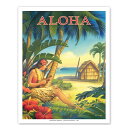 Vintage Worldwide Poster Aloha - Hawaii - Hula Dancer with Ukulele ビンテージ エアライン 世界旅行 ポスター 復刻版 サイズ 約23×30cm 厚紙 ※ハワイ輸入品です。 製造時からの製品誤差がある場合がございます。 【Vintage Worldwide Posters】【Aloha】【エアーライン】【ビンテージポスター】【復刻】【ポスター】【ハワイ】【hawaii】