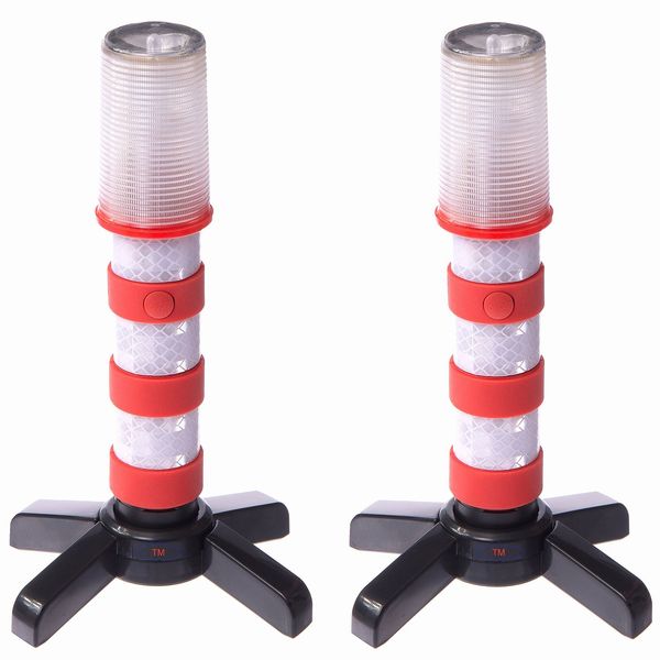 Magnatek LED Flashing Roadside Emergency Beacon Flares-Two RED Flares with Solid Storage Case 緊急用ビーコンフレアーランプ 緊急用 警告灯 救急 自動車アクセサリー 誘導灯 フラッシュライト アメリカ