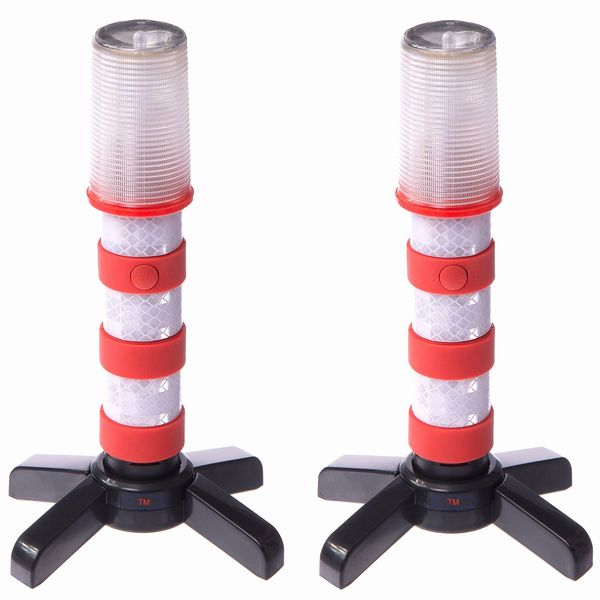 Magnatek LED Flashing Roadside Emergency Beacon Flares-Two RED Flares with Solid Storage Case 緊急用ビーコンフレアーランプ 緊急用 警告灯 救急 自動車アクセサリー 誘導灯 発煙筒 車 フラッシュライト アメリカ その1