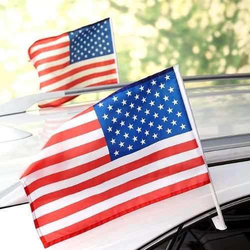 Car Flag America 2本セット フラッグ カーフラッグ アメリカ合衆国 国旗 USA 車用 アメ車 イベント カーショー 星条旗 装飾