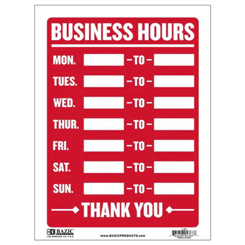 BUSINESS HOURS Sign rWlXA[Ŕ RED I[v N[Y Ŕ AJ AJ Ɩp cƊŔ TC bh  X 