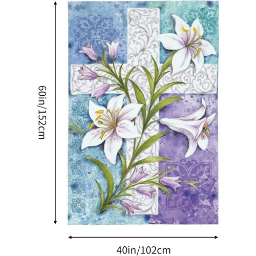 Easter Cross Tapestry He is Risen Lilies Wall Hanging イースター クロス タペストリー 十字架 壁かけ 雑貨 ユリ リリー バナー インテリア 店舗 カフェ キリスト 復活祭 アメリカ雑貨 アメリカン雑貨の商品画像 2