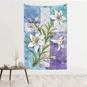 Easter Cross Tapestry He is Risen Lilies Wall Hanging イースター クロス タペストリー 十字架 壁かけ 雑貨 ユリ リリー バナー インテリア 店舗 カフェ キリスト 復活祭