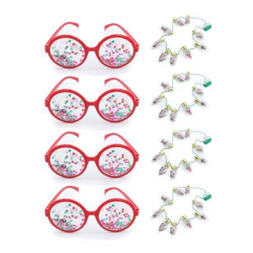 Confetti Glasses and Light Up Necklaces 4セット パーティー グッズ メガネ ライトアップ ネックレス ストリングライト アメリカ クリスマス Christmas パーティーグッズ