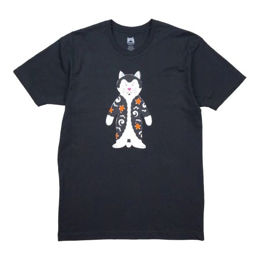 MONMON CATS TOY STORY TEE BLACK モンモンキャット トイ ストーリー Tシャツ ブラック 胸割り 和彫り 手彫りキャット 猫 刺青 イレズミ tattoo タトゥー ねこ ハチワレ はちわれ ネコ アメリカ カリフォルニア