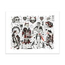 MONMON CATS Skeleton Flash Print（大）モンモンキャット スケルトン フラッシュ プリント 絵 アートパネル ポスター 壁掛け 絵画 猫 刺青 イレズミ tattoo タトゥー ねこ ネコ アメリカ カリフォルニア