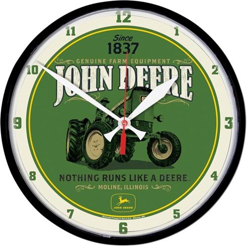 Rakuten - John Deere Nothing Runs Like a Deere Round Clock ジョンディアー クロック 壁時計 壁掛け 時計 アメ車 アメリカン グリーン 店舗 トラクター 農家 農業 アメリカ雑貨 アメリカン雑貨