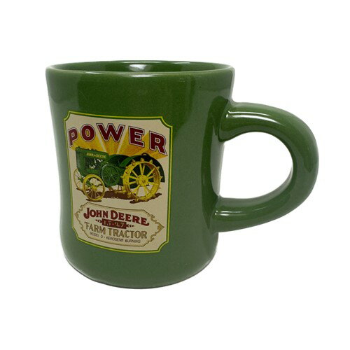 John Deere Diner Mug ジョンディアー ダイナー マグ Power パワー トラクター 耕運機 アメリカ アメ車 アメリカン マグカップ グリーン 陶磁器 ロゴ 珈琲 コーヒー