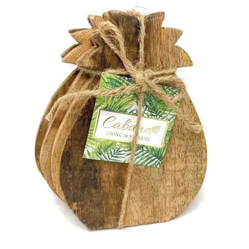 Wooden Pineapple Coasters 4枚SET 木製 パイナップル コースター フラガール Hula ハワイ hawaii ウッド ハワイアン アロハ バー Bar ビール アメリカ USA パブ リゾート ビーチスタイル USA 店舗 南国 ギフト ハワイ雑貨 ハワイアン雑貨