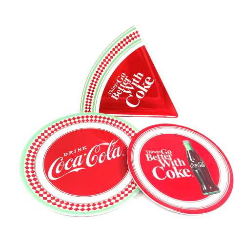 【中古】Coca Cola Plastic Plate 3点セット コカ・コーラ プラスチック プレート アメリカ イベント 業務用 コカコーラ 皿 お皿 キッチン パーティー