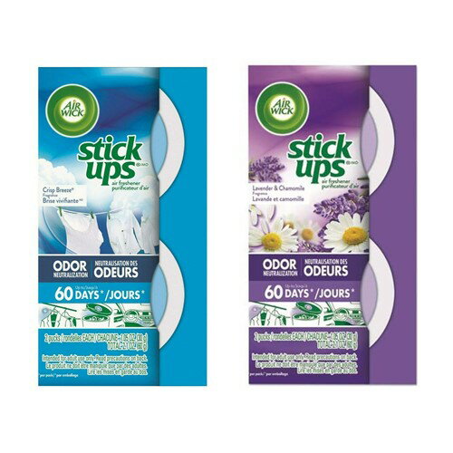 Air Wick Stick Ups Air Freshener 2個入り Crisp Breeze Lavender Chamomile エアーウィック エアフレッシュナー　クリスプブリーズ ラベンダーカモミール スティックアップ アメリカ 芳香剤 置き型 芳香剤 室内 玄関 クローゼット 車 ゴミ箱 