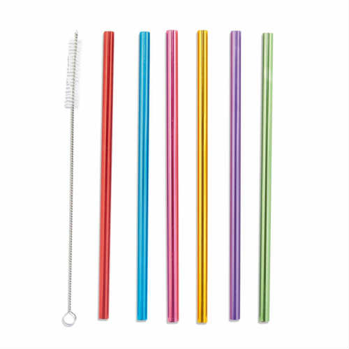 Reusable Straws with Brush 6本入り 再利用可能 アルミニウム アルミ ストロー セット ブラシ付き ストローセット MASON JAR メイソンジャー ギフト プレゼント 計量 【ネコポス】