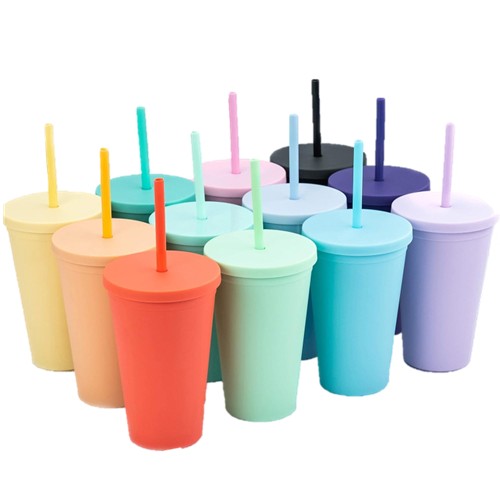 Rakuten - STRATA CUPS Colored Acrylic Tumbler 16oz 480ml ストラータ カップ カラー アクリル タンブラー 蓋 ストロー キャプチャー 12カラー タンブラー マット パステル マグカップ 水筒 ウォータータンブラー アメリカ マイボトル アメリカ アメリカン