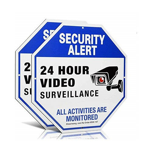 Security Alert Sign 24 Hour Video Surveillance セキュリティー看板 防犯カメラ サイン 看板 プレート 警告 安全 アメリカ