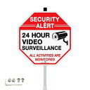 24 Hour Video Surveillance Sign セキュリティー看板 防犯カメラ サイン 看板 プレート 警告 安全 アメリカ 空き巣 対策 ビデ...