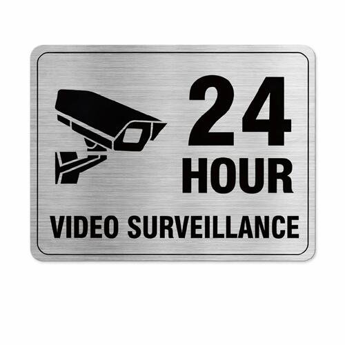 24 Hour Video Surveillance Sign ALUMINUM セキュリティー アルミニウム 監視カメラ サイン セキュリティー看板 防犯カメラ サイン 店舗 看板 プレート 警告 安全 アメリカ 空き巣 対策