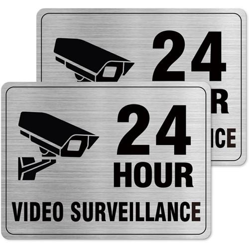 24 Hour Video Surveillance Sign ALUMINUM セキュリティー アルミニウム 監視カメラ サイン セキュリティー看板 防犯カメラ サイン 店舗 看板 プレート 警告 安全 アメリカ 空き巣 対策