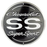 Chevrolet SS Super Sport 12 inch round aluminum sign シボレー スーパー サポート プレート 看板 ラウンド アルミニウム サイン アメリカ看板 ガーデン ガーデニング バー ガレージ プレート　正規ライセンス商品