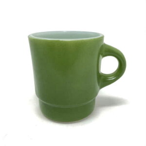 Fire King Moss Green Stackable Mug ファイヤーキング モスグリーン スタッキングマグ 中古 海外輸入中古品 Anchor Hocking Ovenproof Made マグカップ USA ビンテージ アメリカ アメリカン