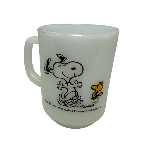 【中古】Fire King Snoopy Joy Mug ファイヤーキング スヌーピー ジョイ マグ AT TIMES LIFE IS PURE JOY! アメリカ ビンテージ アメリカン ヴィンテージ ミルクグラス ピーナッツのサムネイル