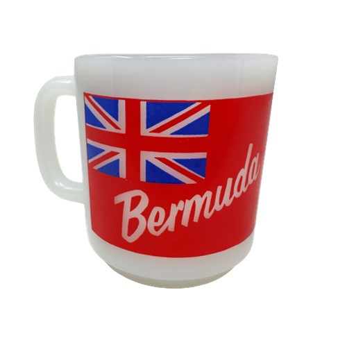 【中古】Glasbake Mug I Love Bermuda グラスベイク マグ アイラブ バミューダ 中古 海外輸入中古品 スタッキングマグ マグカップ USA ビンテージ ミルクガラス アメリカ