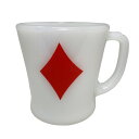 【中古】Fire King Playing Card Mug Diamond ファイヤーキング トランプ マグ ダイヤモンド ダイヤ Dハンドル 中古 海外輸入中古品 Anchor Hocking Ovenproof Made ファイアーキング マグカップ USA ビンテージ アメリカ Dマグ ポーカー