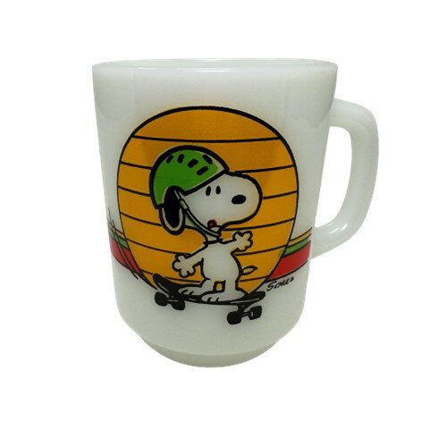 【中古】Fire King Snoopy Skateboard Mug ファイヤーキング スヌーピー スケートボード マグカップ アメリカ ビンテージ アメリカン ヴィンテージ ミルクグラス ピーナッツのサムネイル