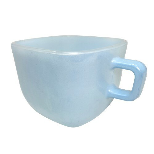 【中古】Glasbake Lipton Square Mug Blue グラスベイク リプトン スクエア マグ ブルー 中古 海外輸入中古品 マグカップ USA ビンテージ ミルクガラス アメリカ アメリカン スタッキング