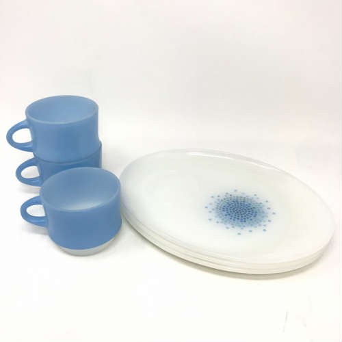 【中古】Fire King Blue Mosaic Snack Set 6点セット ファイヤーキング ブルーモザイク スナックセット 中古 アメリカ アメリカン Mug ビンテージ Anchor Hocking アンカーホッキングのサムネイル