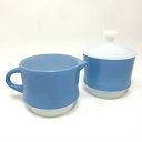 【中古】Fire King Blue Mosaic Creamer and Su