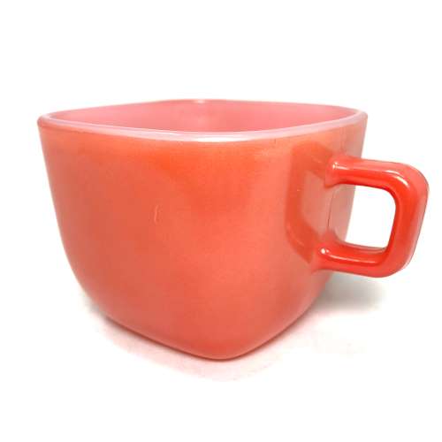 【中古】Glasbake Lipton Square Mug Salmon Pink グラスベイク リプトン スクエア マグ ピンク サーモンピンク 中古 海外輸入中古品 マグカップ USA ビンテージ ミルクガラス アメリカ アメリカン スタッキング