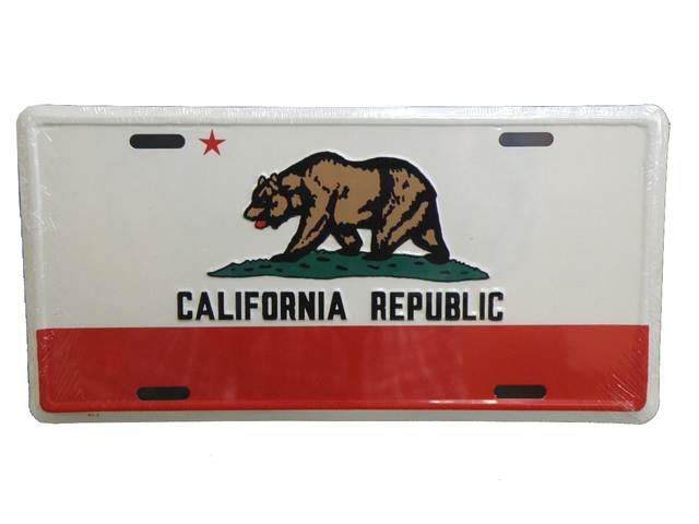 CALIFORNIA PEPUBLIC License Plate カリフォルニア州旗 ライセンスプレート カリフォルニアベアー アメリカ ライセンスナンバー ナンバープレート アメリカ看板 【クロネコゆうパケット】