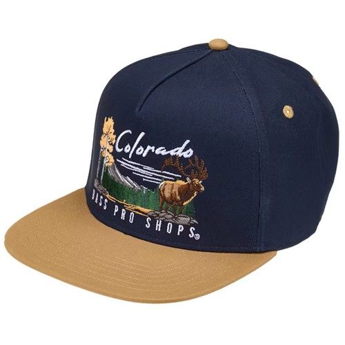 乐天商城 - Bass Pro Shops Colorado Landscape Flat-Bill Snapback Cap バスプロショップス コロラド ランドスケープ フラットビル スナップバックキャップ 刺繍 鹿 シカ アウトドア ネイビー カーキ バスプロ アメリカ アメリカン