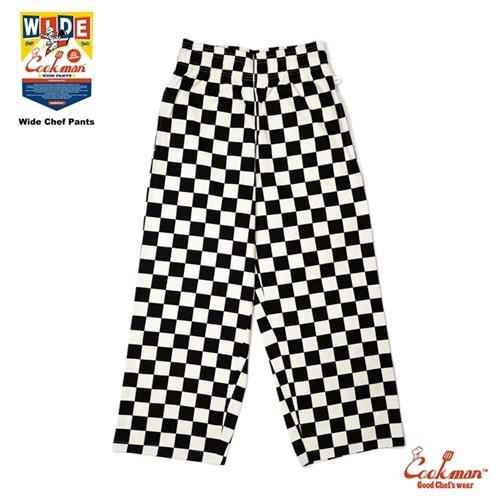 クックマン ワイド シェフパンツ Wide Chef Pants Checker Black チェッカー ブラック チェック アメリカ アメリカン COOKMAN Cookman ユニセックス 男女兼用 市松模様 ワークパンツ