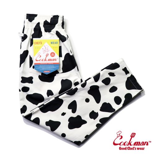 樂天商城 - クックマン シェフパンツ Chef Pants Cow White カウ 牛柄 ホワイト コットン 綿 うし アメリカ アメリカン ユニセックス COOKMAN Cookman アニマル柄 男女兼用 ワークパンツ
