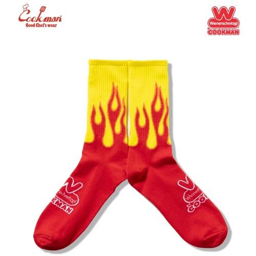 クックマン ソックス Rib Crew Socks Wienerschnitzel Flame リブ クルー ソックス ウィンナーシュニッツェル フレーム アメリカ アメリカン 靴下 COOKMAN Cookman【クロネコゆうパケット】