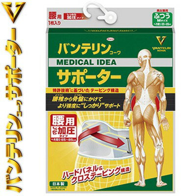 バンテリンコーワ サポーター しっかり加圧タイプ 腰用 ブルーグレー Mサイズ(へそ周り 65cm~