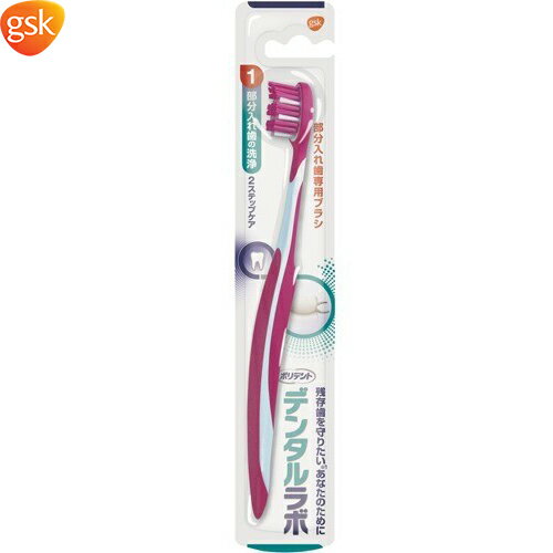 ポリデント デンタルラボ 部分入れ歯専用ブラシ 1本 ＊アース製薬/部分入れ歯を磨くために設計/歯垢除去/磨きにくい部分まで清掃しやすい/入れ歯を傷つけにくいソフトブラシ/握りやすい柄デザイン/ポリデント オーラルケア デンタルケア 入れ歯 歯ブラシ 歯磨き 歯みがき
