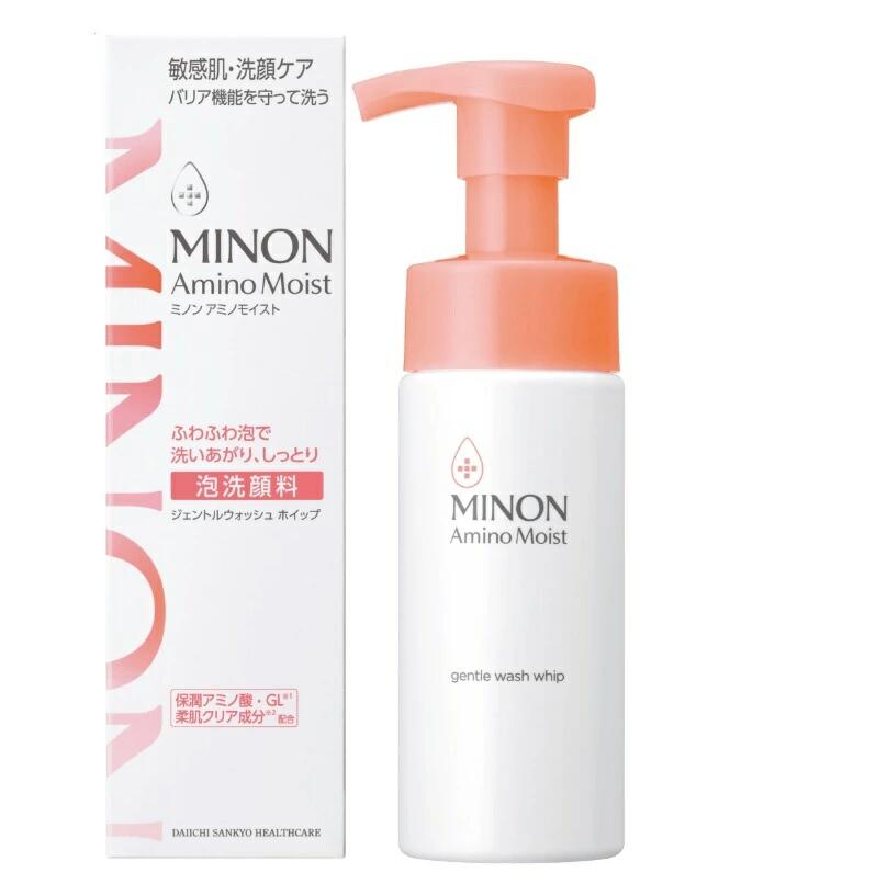 ミノン アミノモイスト ジェントルウォッシュホイップ 150mL ＊第一三共ヘルスケア/敏感肌・乾燥肌の方への泡洗顔料/デリケートな肌のバリア機能を守って洗う保湿洗浄/植物性アミノ酸系洗浄成分配合/低刺激性