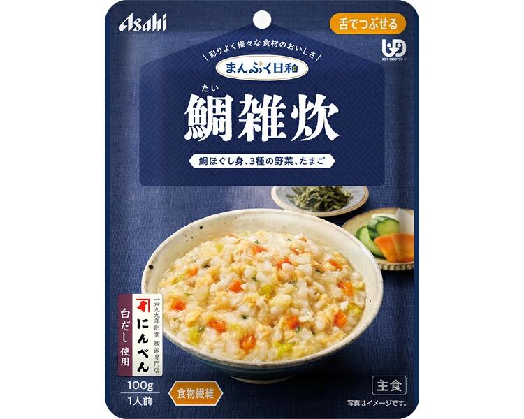 まんぷく日和 鯛雑炊 100g アサヒグループ食品/鯛と昆布の風味広がる舌でつぶせる雑炊/ふんわり卵と3種..