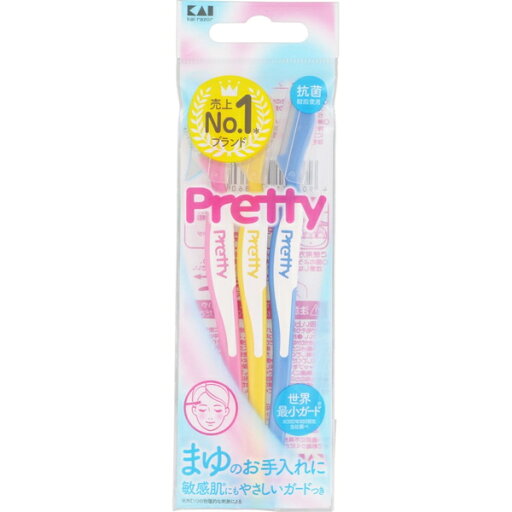 プリティー まゆそり用カミソリL 3本 *貝印/肌にやさしい安全フィルムガード付/刃先にクシ目状のフィルムガードがついているので横すべりしても安心/滑りにくいソフトハンドル/肌にフィットする角度/スムーズなそり心地 プリティー まゆそり用カミソリL 3本 *貝印/肌にやさしい安全フィルムガード付/刃先にクシ目状のフィルムガードがついているので横すべりしても安心/滑りにくいソフトハンドル/肌にフィットする角度/スムーズなそり心地