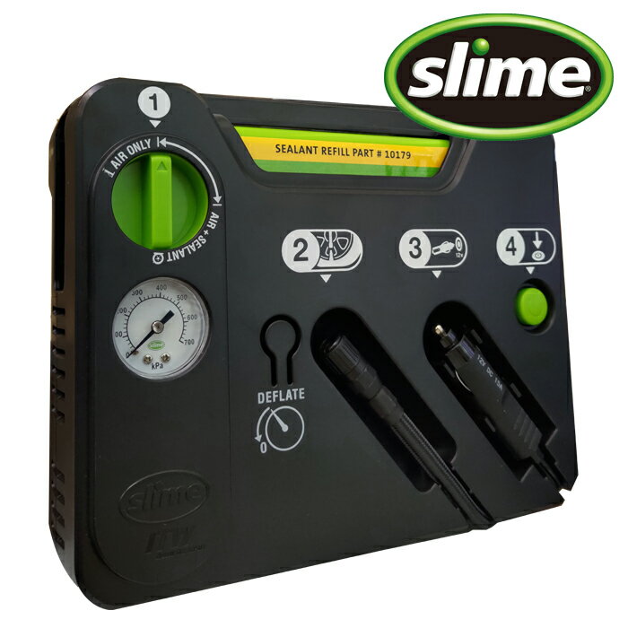 緊急 応急 パンク修理キット SLIME (スライム) 50122 フラットタイヤリペアーキット (オートマチック) 簡単 空気圧計 コンプレッサー付属 小型 タイヤ パンクリペア