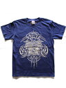 【StaleFink】ステイルフィンク【KUSTOM KULTURE ARTIST MAKOTO S/S TEE】Indigo/Ivory【Tシャツ】カスタムカルチャー【マコト】ピンストライプ 誠【M K】ネコポス対応可