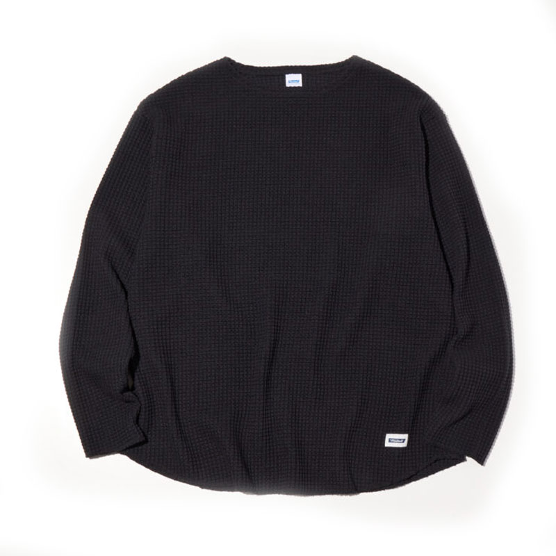 【RADIALL】ラディアル【Big Waffle BOAT NECK T-SHIRT L/S】BLACK【ワッフル生地】ロングスリーブサー..