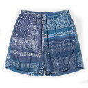 【RADIALL】ラディアル【Muscle Shoals STRAIGHT FIT EASY SHORTS】SMOKE NAVY【バンダナ柄】半パン【ショートパンツ】ワンウォッシュ