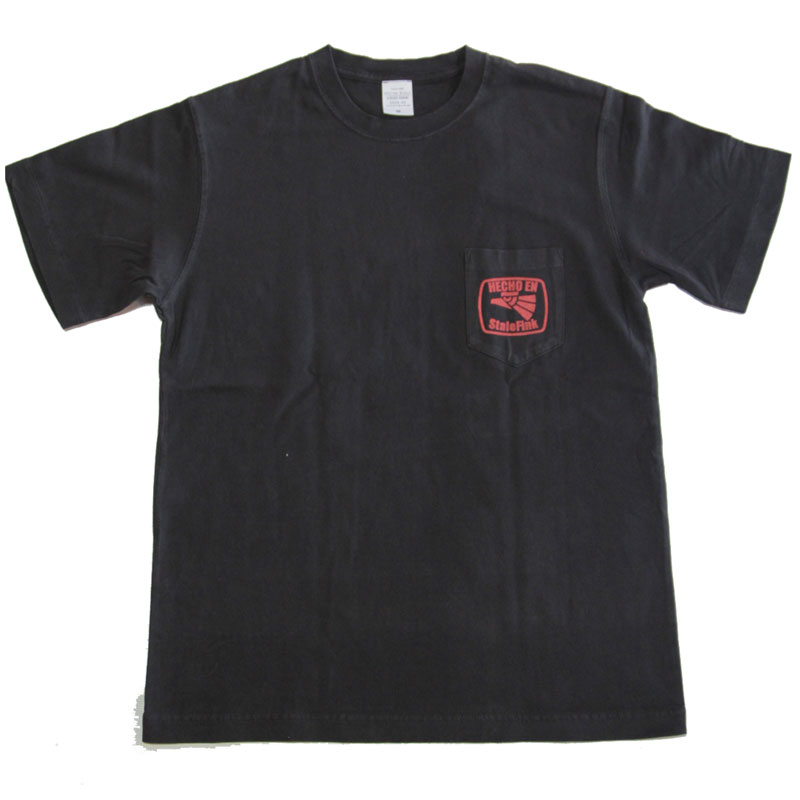 【StaleFink】ステイルフィンク【Mr.G Tiki VINTAGE POCKET S/S TEE】Vintage Black/Red【Tシャツ】T-shirts【ティーシャツ】ポケットT【ビンテージ加工】5.6oz【ピンストライプ】KUSTOM KULTURE【カスタムカルチャー】ミスタージー【ネコポス対応可】