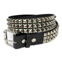 スタッズベルト ベルト（メンズ） 【FUNK PLUS BELT】ファンクプラスベルト【PYRAMID STUDS 3連 LEATHER BELT 】BLACK/SILVER【BELT】ベルト【鋲ベルト】スタッズベルト