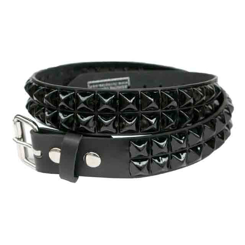 【FUNK PLUS BELT】ファンクプラスベルト【PYRAMID STUDS 2連 LEATHER BELT】BLACK/BLACK【BELT】ベルト【鋲ベルト】スタッズベルト