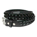 スタッズベルト ベルト（メンズ） 【FUNK PLUS BELT】ファンクプラスベルト【PYRAMID STUDS 2連 LEATHER BELT】BLACK/BLACK【BELT】ベルト【鋲ベルト】スタッズベルト