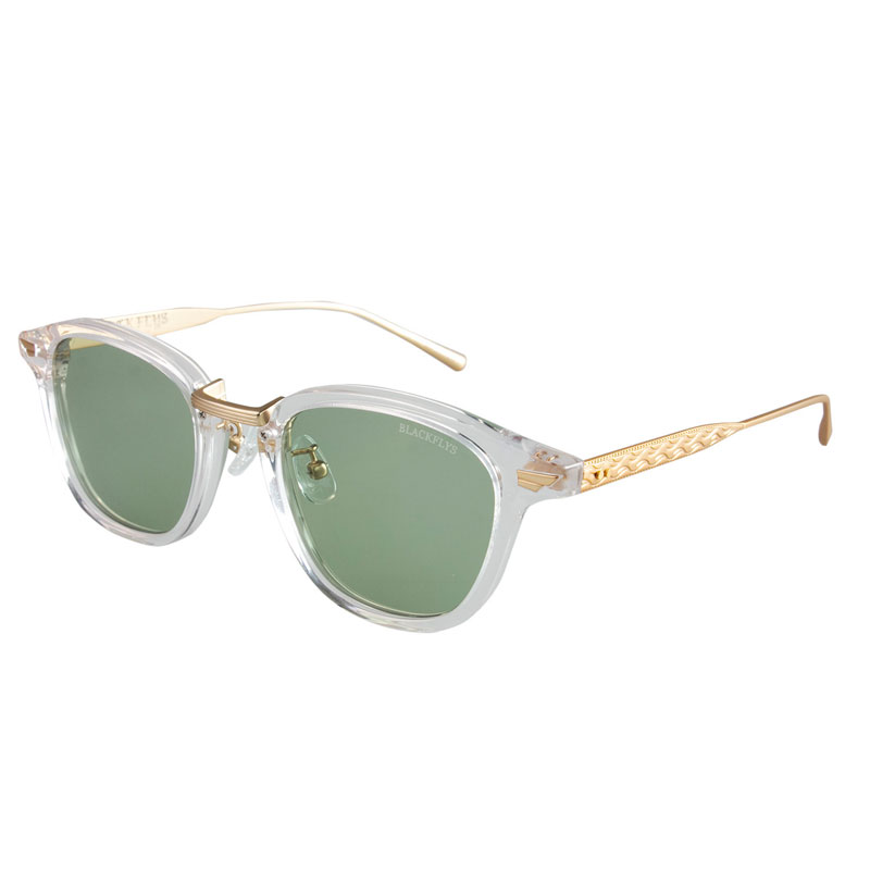 【BLACK FLYS】ブラックフライ【NOAM COMBO】CRYSTAL-M.GOLD/LIGHT GREEN【サングラス】BlackFlys【レザーケース付】メタル【送料無料】